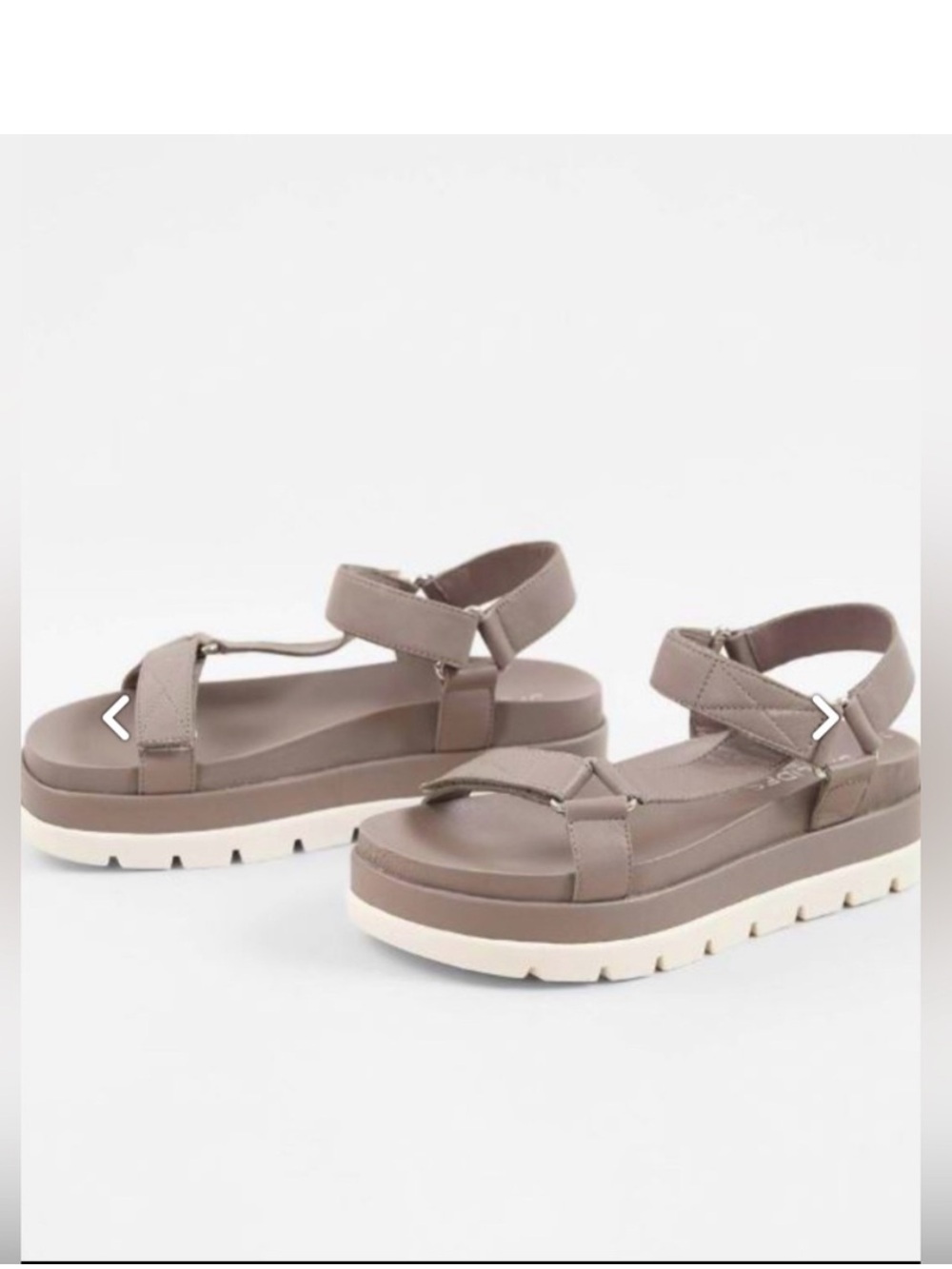 J/SLIDES Blakely Grey Leather Platform Sandals